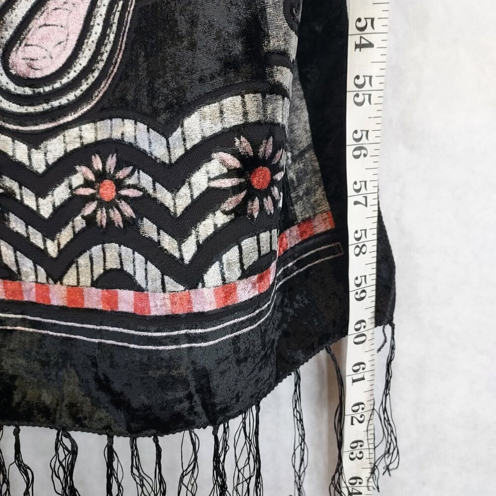 Velvet Burnout Scarf Shawl Rectangle Sheer Tassel Heart Paisley Witch Whimsigoth - Picture 10 of 10